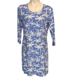 Anthony’s Resort Wear Blue Palm Tree Print Dress